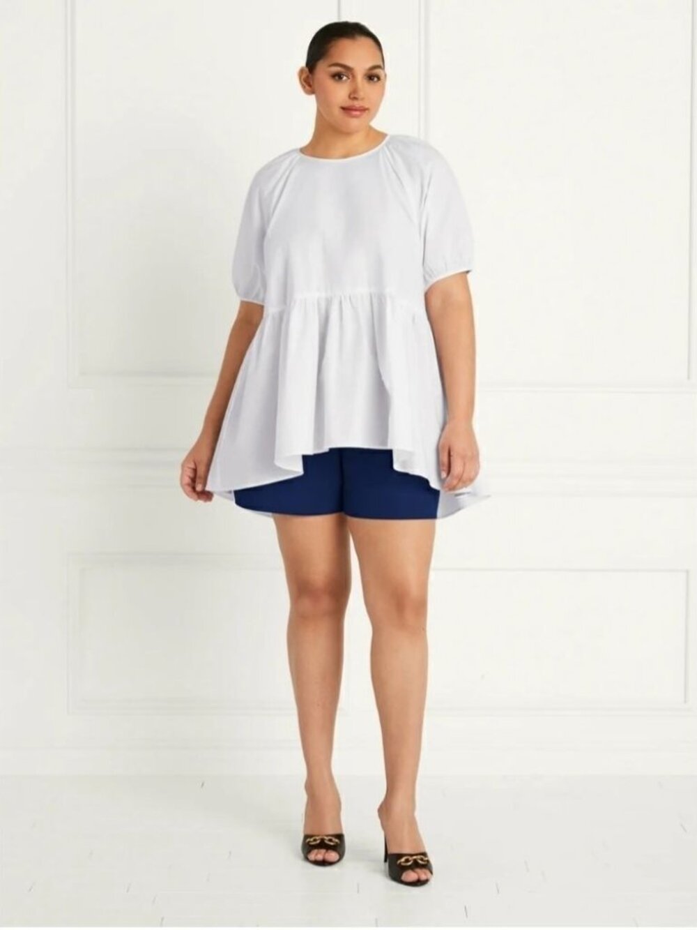Hill House Francesca Blouse Baby Doll White Cotton Puff Sleeves size XL NWT - Picture 2 of 8